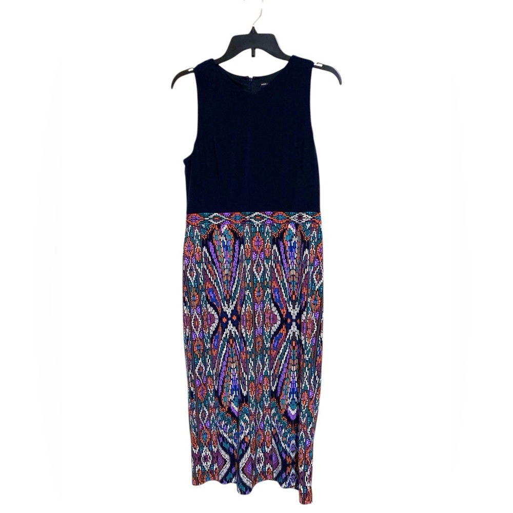 Maggy London Size 8 Black and Multicolor Patterned Dress - Picture 1 of 4